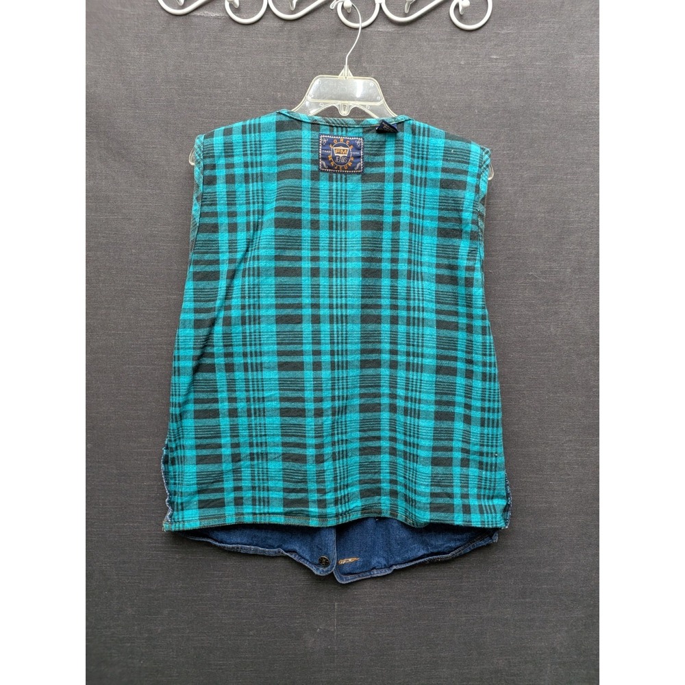 Vtg Force Majeure Jeans Denim Vest Flannel Backed Festival Nashville Country XL - Picture 7 of 7